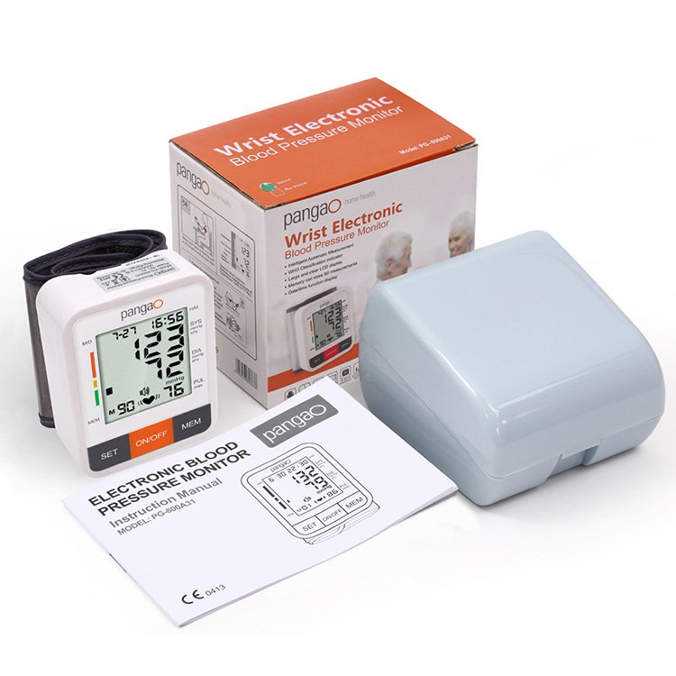 Pangao OEM medical high quality digital electric heart rate wrist cuff style wrist blood pressure monitor