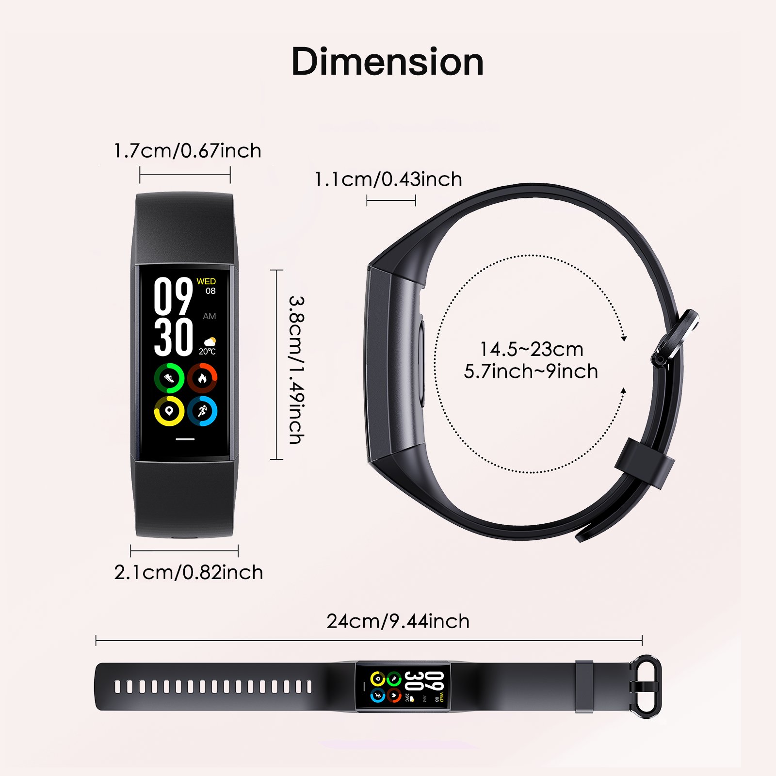 FitbitCharge 3 Fitness Activity Tracker Smart Bracelet Sports Heart Rate Blood Pressure Blood Oxygen Sleep Monitoring