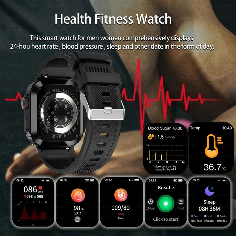 DK66 IP68 Waterproof Smartwatch Man Outdoor Sport Smart Watch for Men Women With Heart Rate Blood Pressure Monitoring
