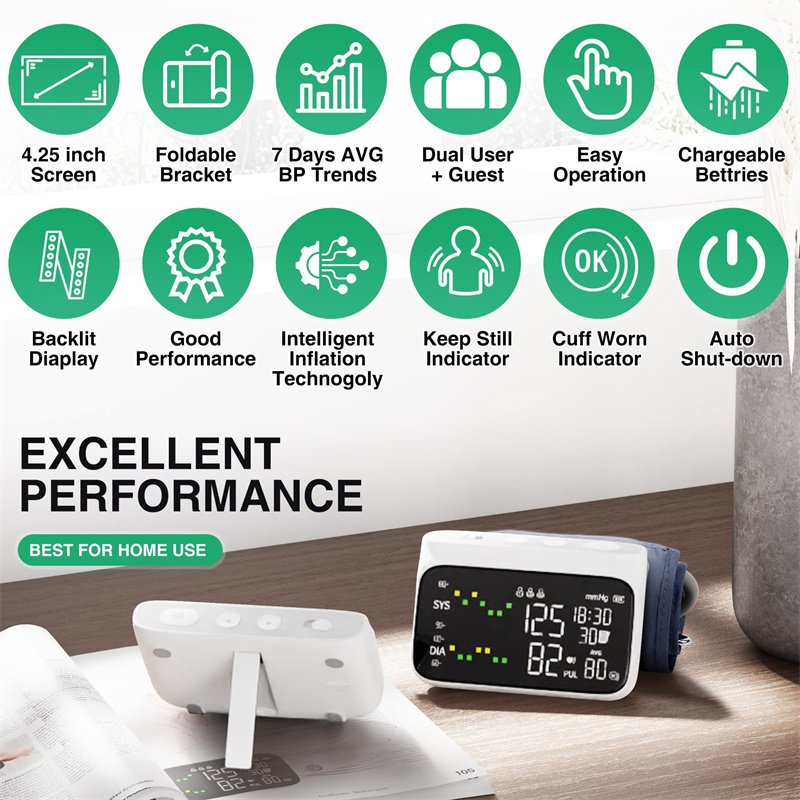 Rechargeable AVG BP Monitor Blood Pressure Machine Digital Ambulatory Blood Pressure Monitor Upper Arm Sphygmomanometer