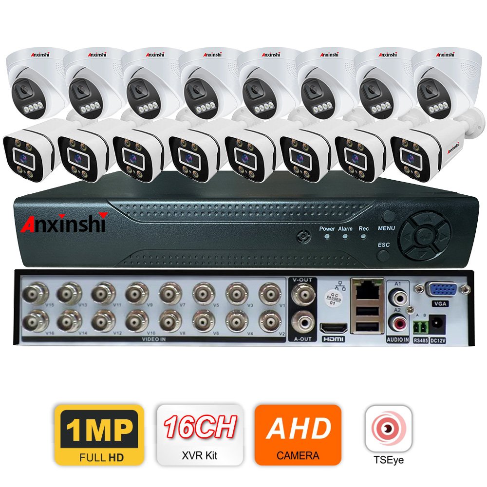 1MP Indoor and Outdoor Camera Waterproof Analog Camera 16CH All Weather Two-Way Communication AHD Camera Kit