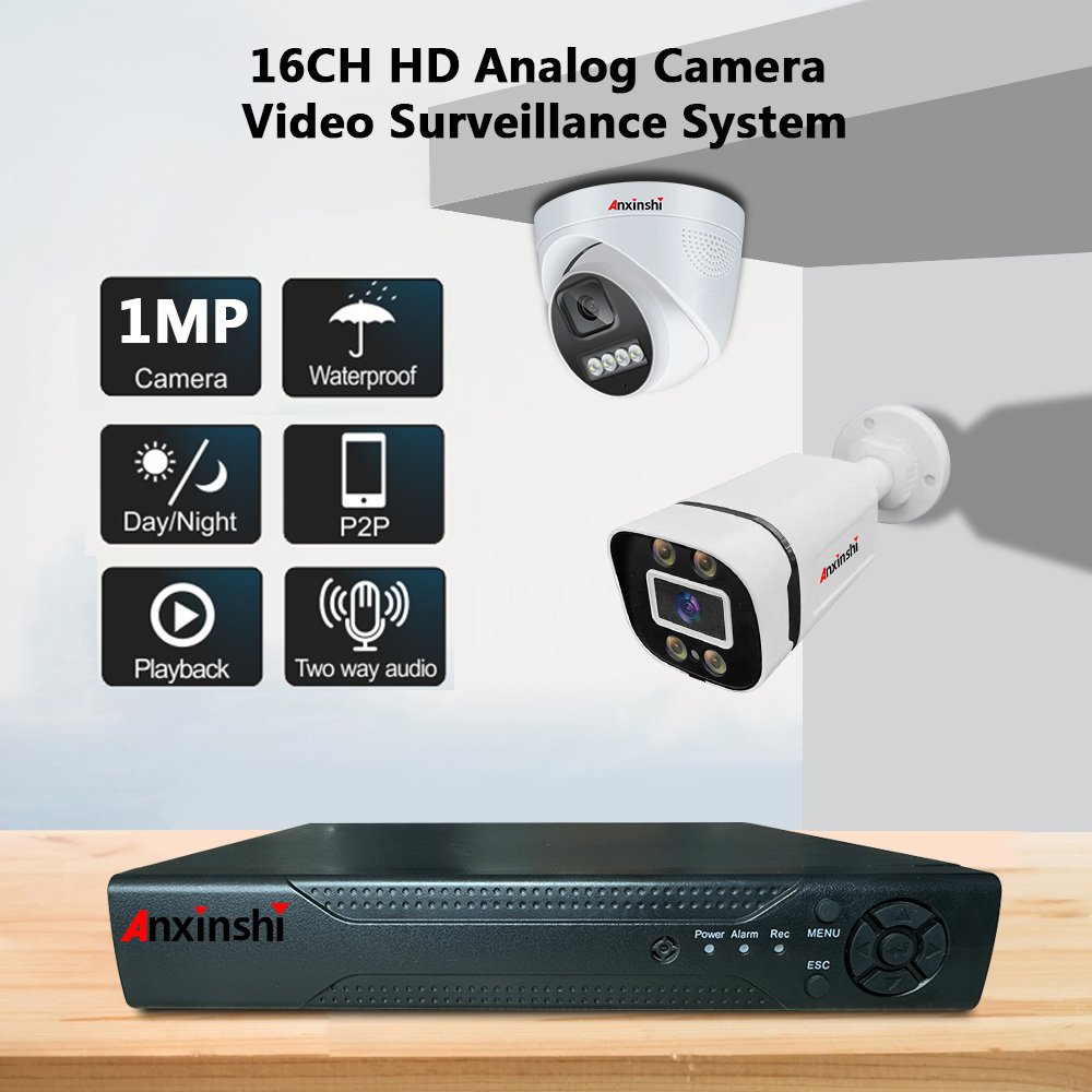 1MP Indoor and Outdoor Camera Waterproof Analog Camera 16CH All Weather Two-Way Communication AHD Camera Kit