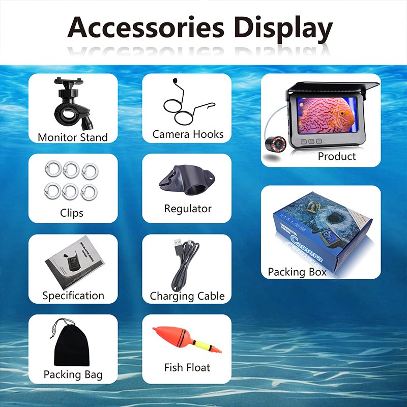 IP68 waterproof portable fish finder with 4.3 inches screen IPS screen for catfish fishing accessories and equipment