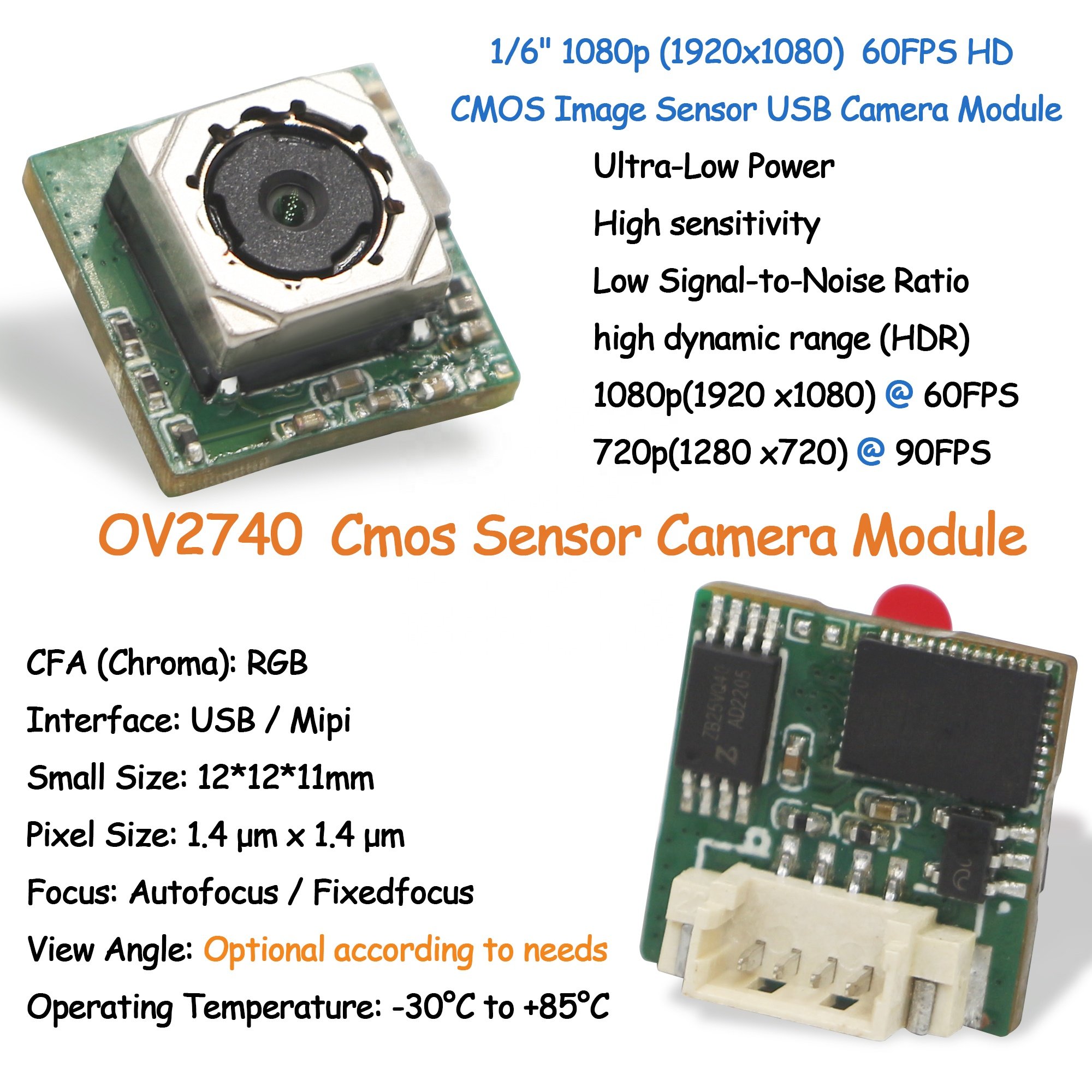 Factory custom 2MP 1080P HDR 60fps Mini Camera Module OV2740 Cmos Sensor USB Interface Wide dynamic mobile phone camera module
