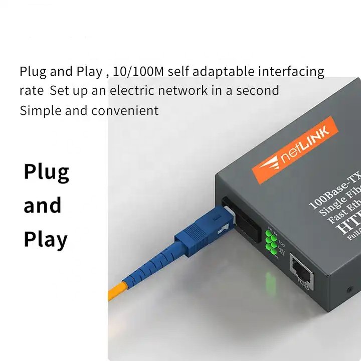 HTB 3100 25KM A/B Converter 10/100M Single Mode Single Fiber Optic Fiber Optic Converter Ethernet Converter Carton Box SM Gray