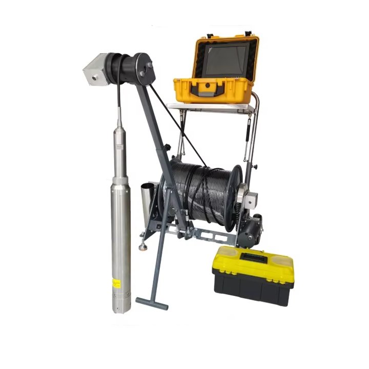 65mm Panoramic Electric Trolley Cart Deep Well Inspection Camera 200m 12-inch LED High-brightness Outdoor Viewable Well Camera