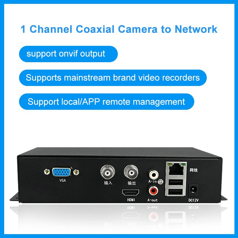 1 Channel RCA Audio BNC Analog Video to RJ45 Ethernet Converter Encoder Support AHD CVI TVI CVBS Camera HDMI VGA Output