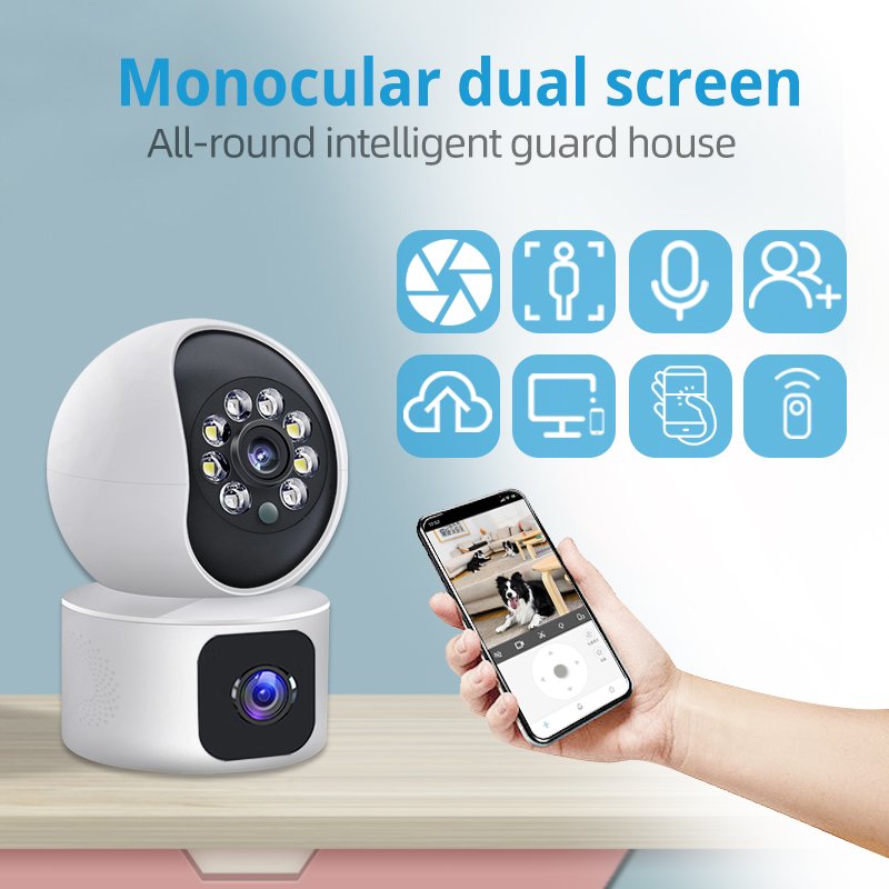 3MP HD Indoor Intercom AI Human Motion Tracking Night Vision PTZ Binocular Camera