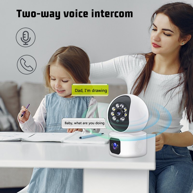 3MP HD Indoor Intercom AI Human Motion Tracking Night Vision PTZ Binocular Camera