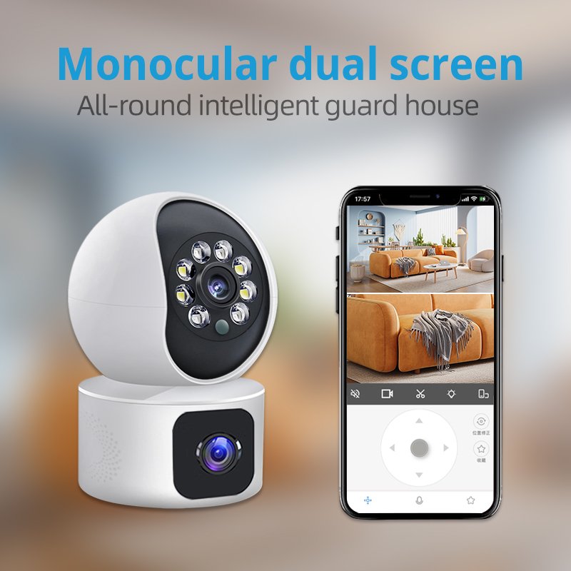 3MP HD Indoor Intercom AI Human Motion Tracking Night Vision PTZ Binocular Camera