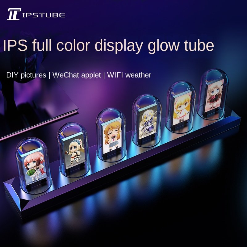 New Electronic Tube Clock Digital Tube Clock Diy Creative Clock Ips Lcd Screen Transparent Crystal Base Desktop Decoration