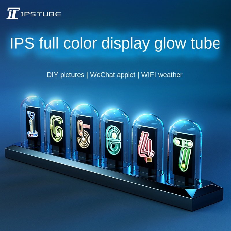 New Electronic Tube Clock Digital Tube Clock Diy Creative Clock Ips Lcd Screen Transparent Crystal Base Desktop Decoration