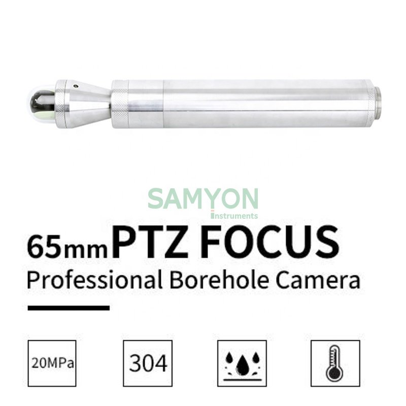 100m cable handle winch clear image 65mmPTZ stainless steel probe water well borehole camera sewer underwater