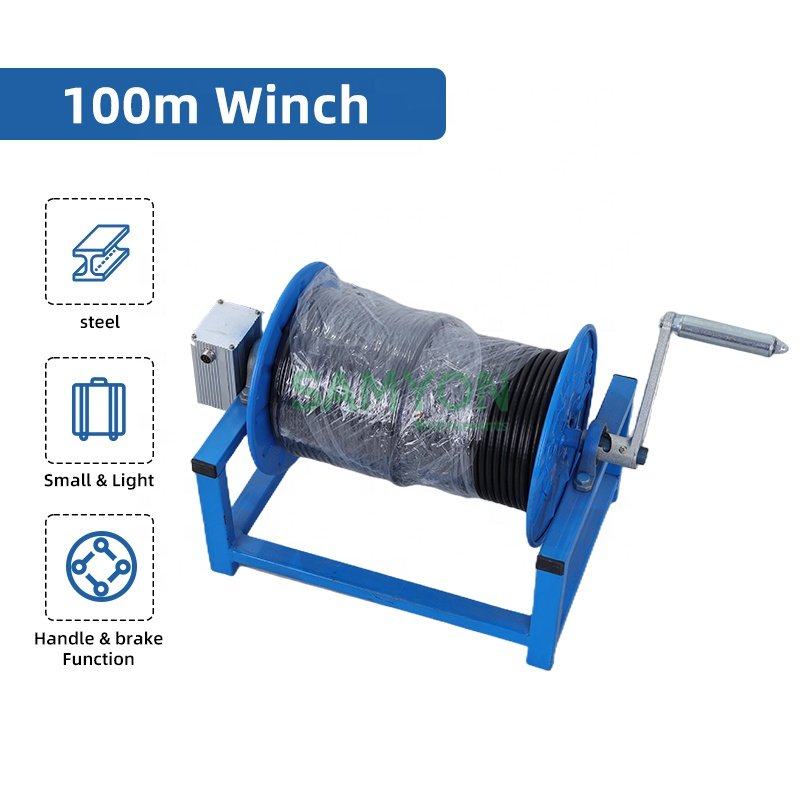 100m cable handle winch clear image 65mmPTZ stainless steel probe water well borehole camera sewer underwater
