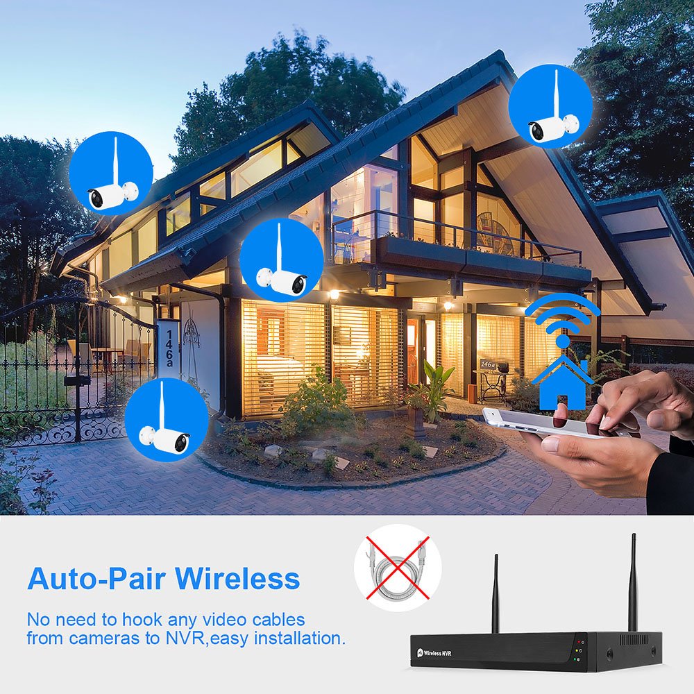 JideTech 3.0MP Tuya ip 4 Channels Surveillance System Security Bullet CameraH.265 Outdoor Analog Camera