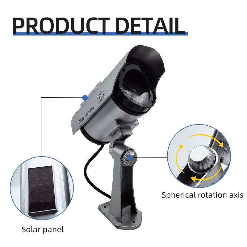 Manufacturer Solar Powered Analog Simulated Camera with Motion Sensor Flash Green Light Monitor Solar Dummy Camera