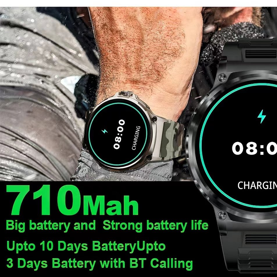 Ip67 Waterproof 1.85-Inch Full Screen Touch Smart Watch With Zinc Alloy Case And Silicone Band Multi-Sport Mode Round Screen
