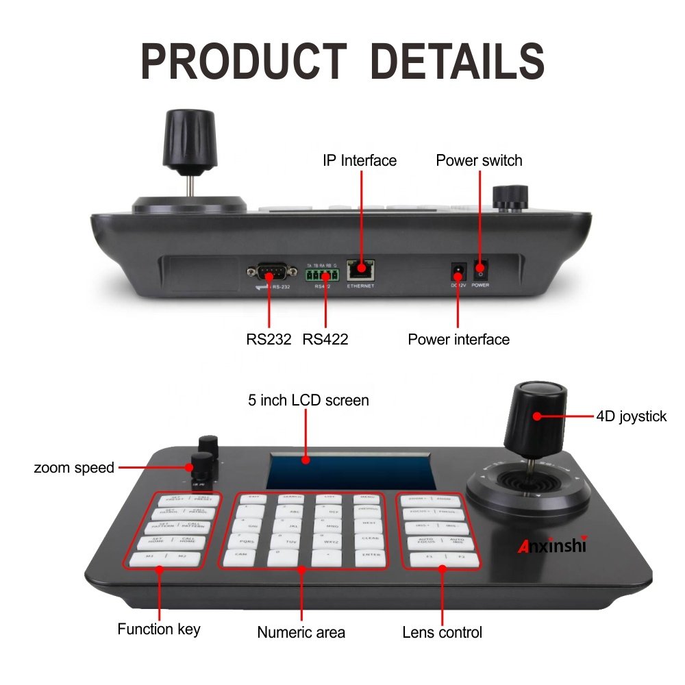 4D IP PTZ Joystick Controllers for CCTV Security Cameras Network & Analog with Decoding LCD Display Screen