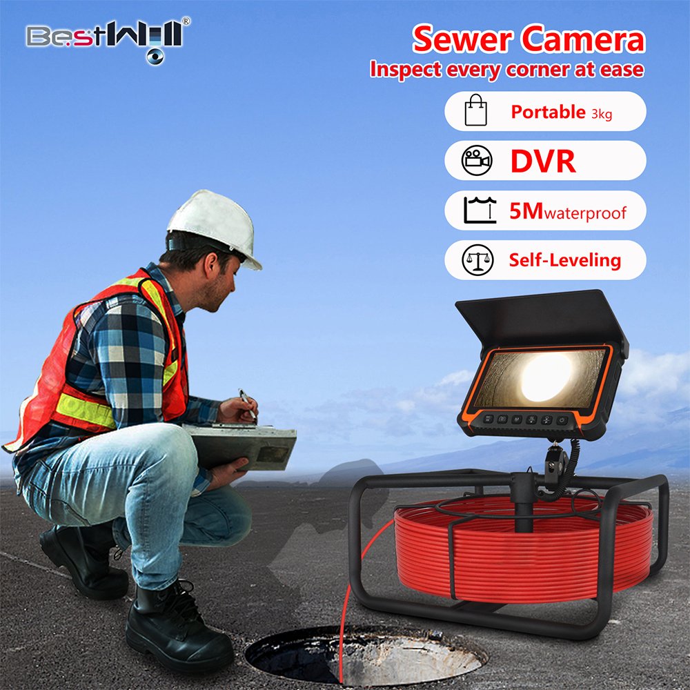 3kg light weight sewer drain camera HD video pipe inspection camera for pipes with DVR self-leveling 512hz transmitter