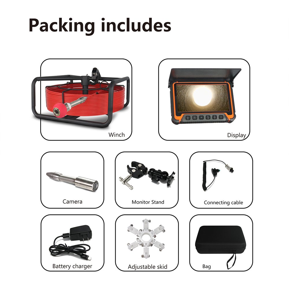 3kg light weight sewer drain camera HD video pipe inspection camera for pipes with DVR self-leveling 512hz transmitter