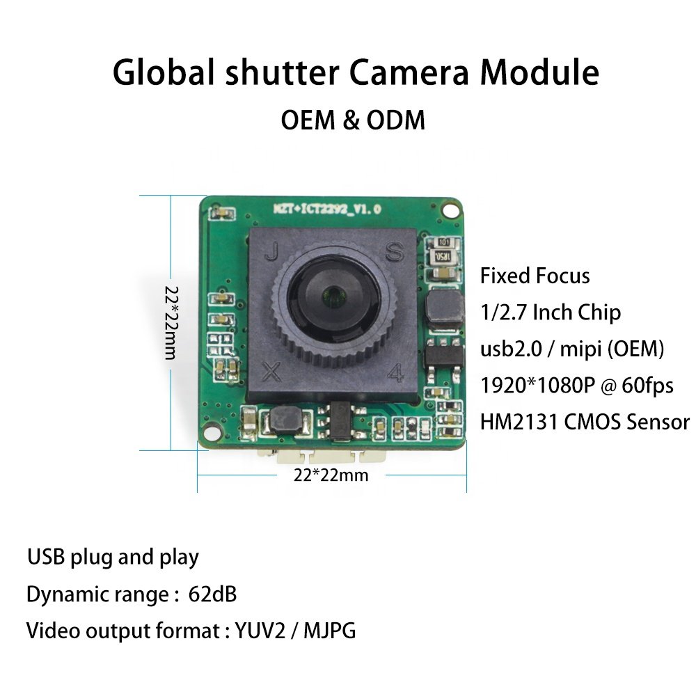 High Speed 1080P 60fps WDR global shutter 1/2.7inch HM2131 CMOS Sensor Industrial Mini Usb Analog Camera Module 2MP