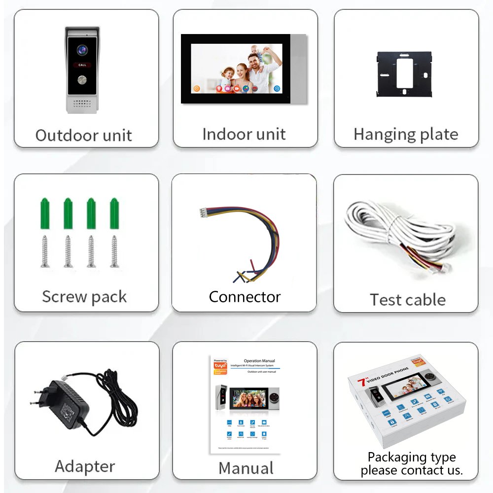Tuya Cheap Ahd 1080p Tuya Wifi Video Door Intercom System With 7-Inch Display Remote Unlocking