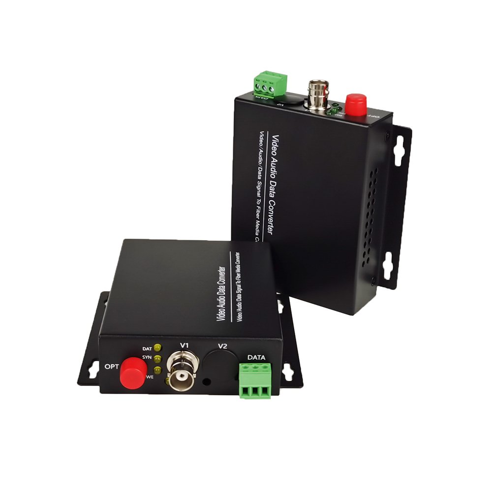 1 channel analog video with bidirectional reverse 485 data to fiber optic converter for analog CVBS camera DC12V FC SM 0-20KM