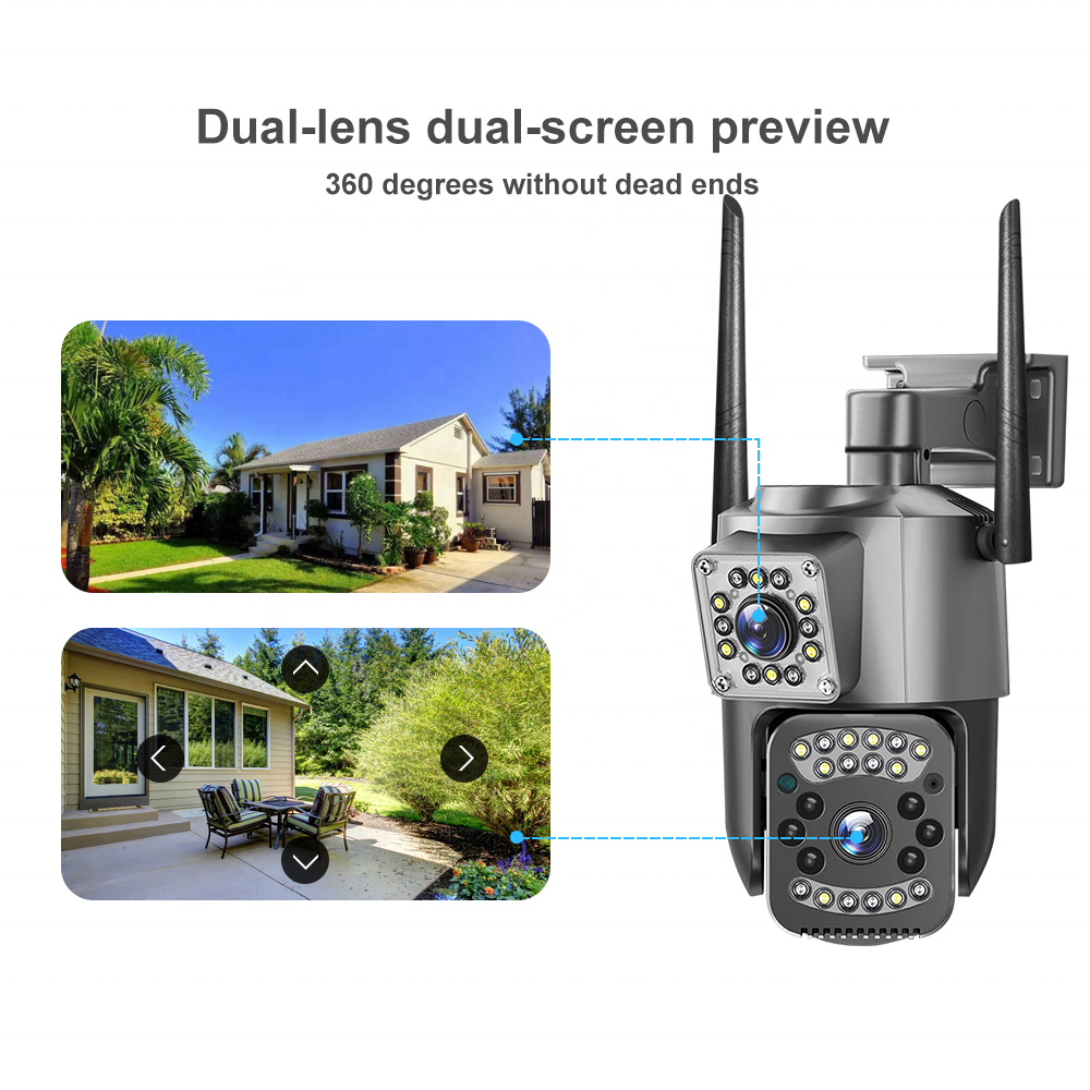 2MP 4MP Dual Lens Bullet+PTZ Home Security CCTV Camera IP66 Motion Detect Alarm V380 Pro 4G SIM Card IP Camera