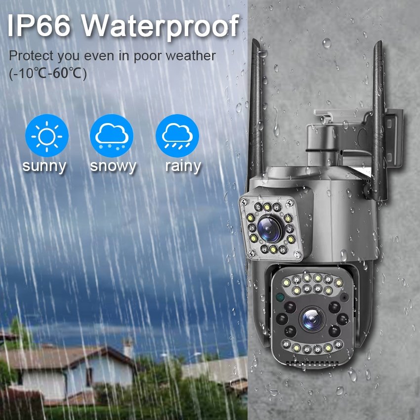 2MP 4MP Dual Lens Bullet+PTZ Home Security CCTV Camera IP66 Motion Detect Alarm V380 Pro 4G SIM Card IP Camera