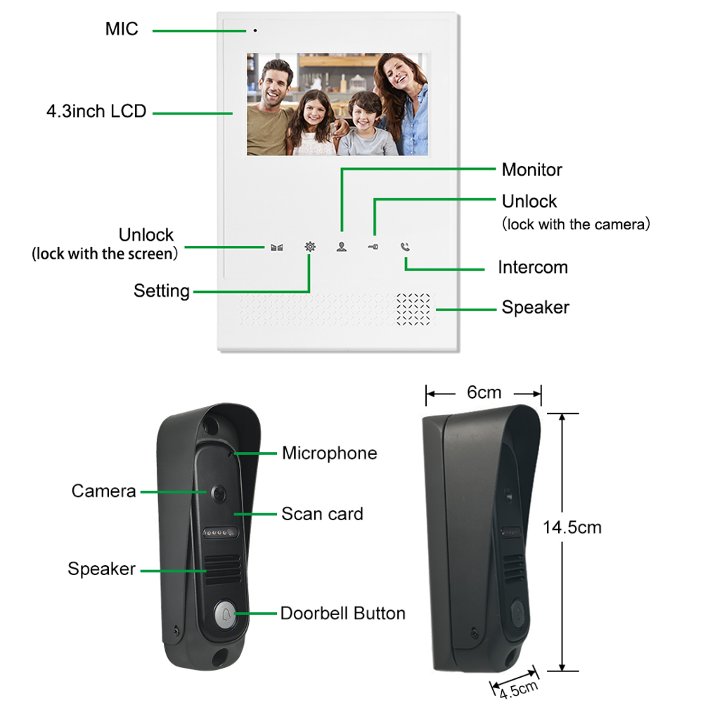 Vandal-proof Door Video Intercom Smart Doorbell Camera 4 Wire Video Intercom System For Villa