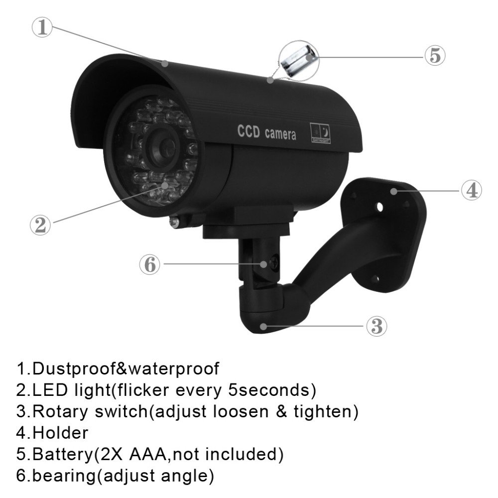 LUCKARM Black Dummy Bullet CCTV Camera Waterproof Analog Night Vision Indoor Outdoor Use 1-Year OEM ODM