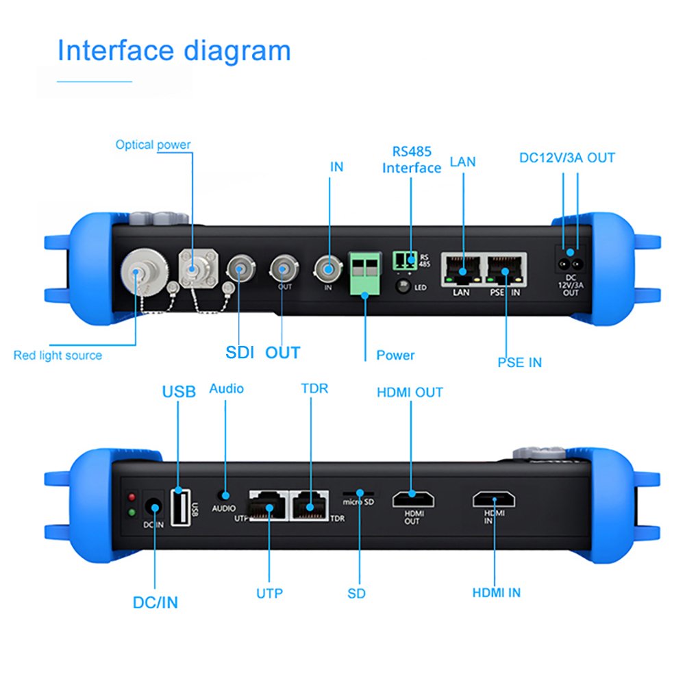 7 inch all function 8MP CVI TVI AHD SDI multimeter TDR optical power meter IPC camera tester monitor cctv testers