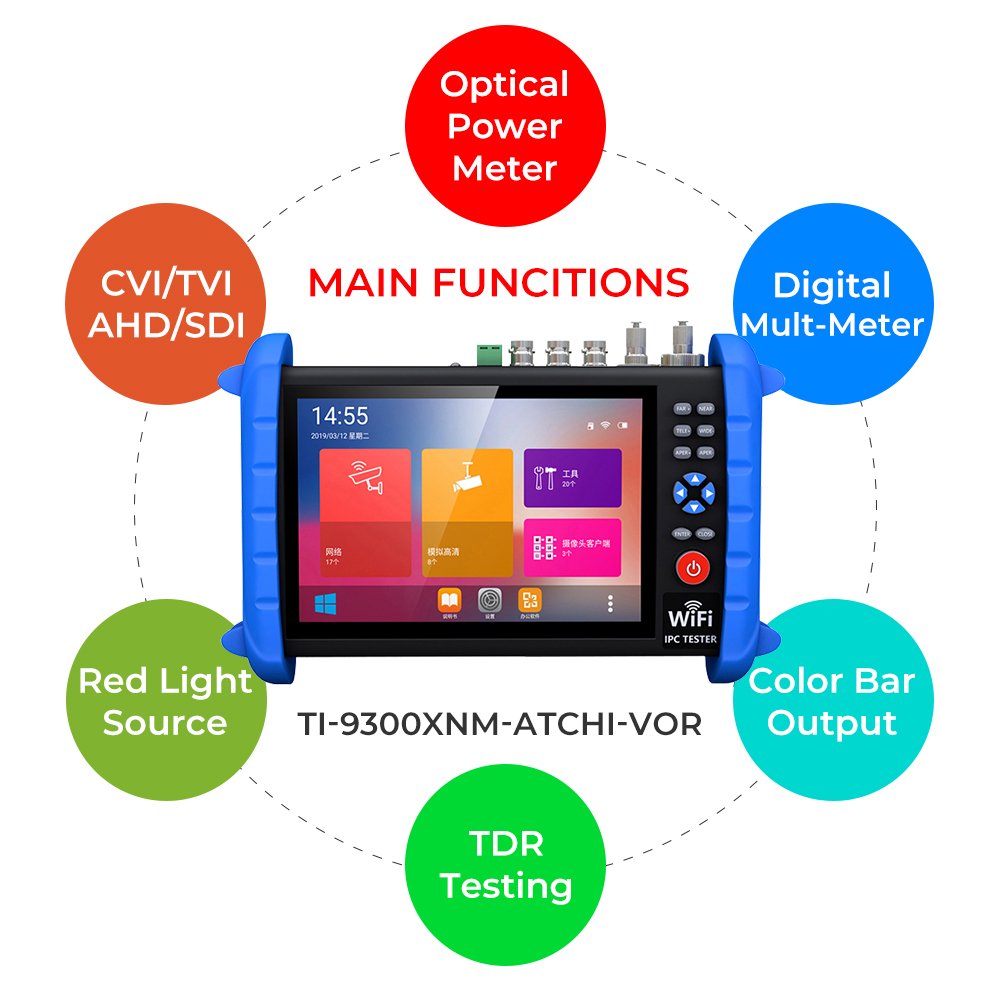 7 inch all function 8MP CVI TVI AHD SDI multimeter TDR optical power meter IPC camera tester monitor cctv testers