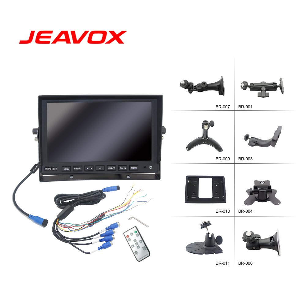 10.1 Inch Quad Split Reversing Monitor 4Ch Video HD Signal Input 1080P AHD 360 Car Rear/Front/Side View Camera Night Vision DVR