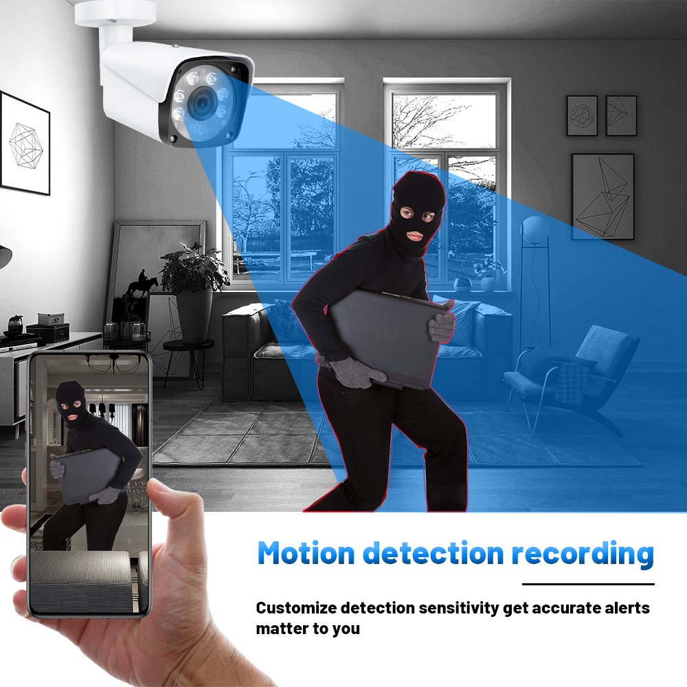 WESECUU 5MP DVR NIGHT VISION Surveillance System 4ch Bullet Coaxial Audio IR Led CCTV Camera Security AHD Analog Cameras