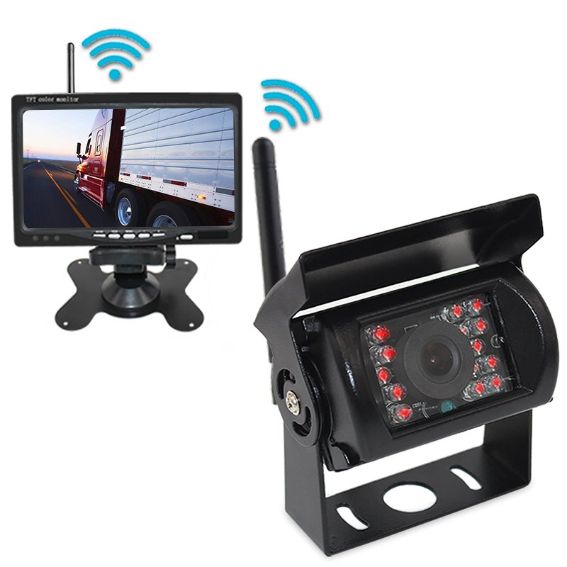 Vehicle waterproof vehicle camera reversing image blind area 7-inch wireless analog signal monitoring vehicle tachograph