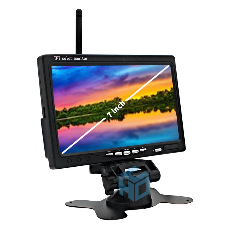 Vehicle waterproof vehicle camera reversing image blind area 7-inch wireless analog signal monitoring vehicle tachograph