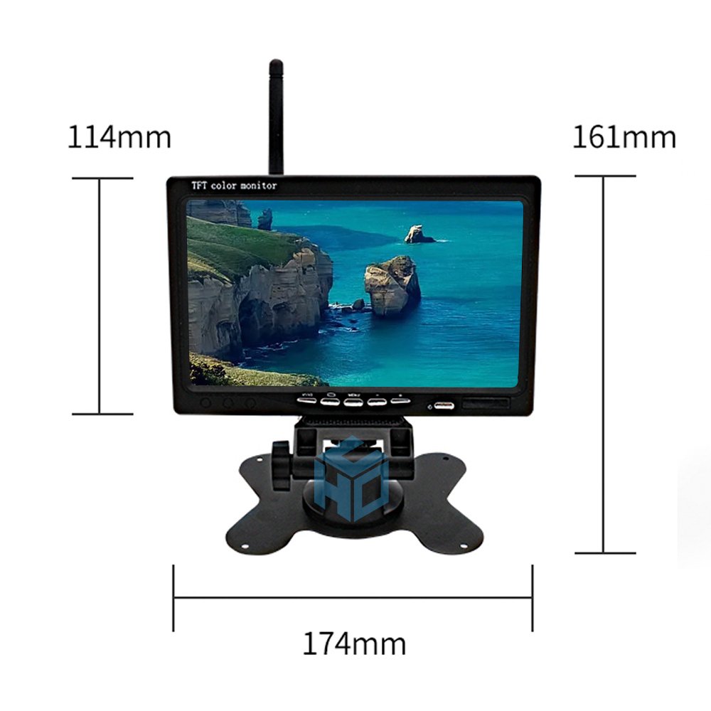 Vehicle waterproof vehicle camera reversing image blind area 7-inch wireless analog signal monitoring vehicle tachograph