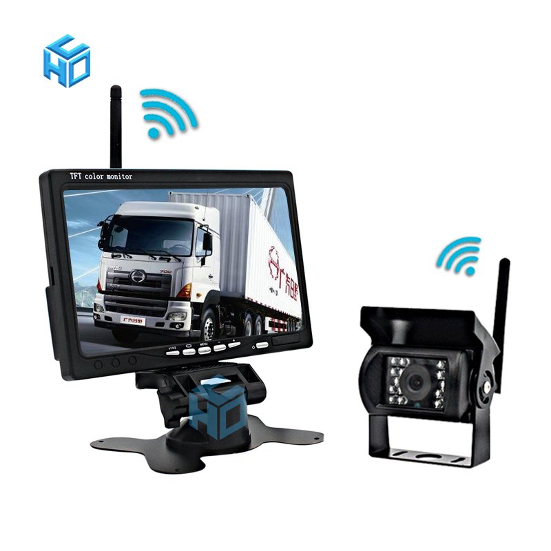 Vehicle waterproof vehicle camera reversing image blind area 7-inch wireless analog signal monitoring vehicle tachograph