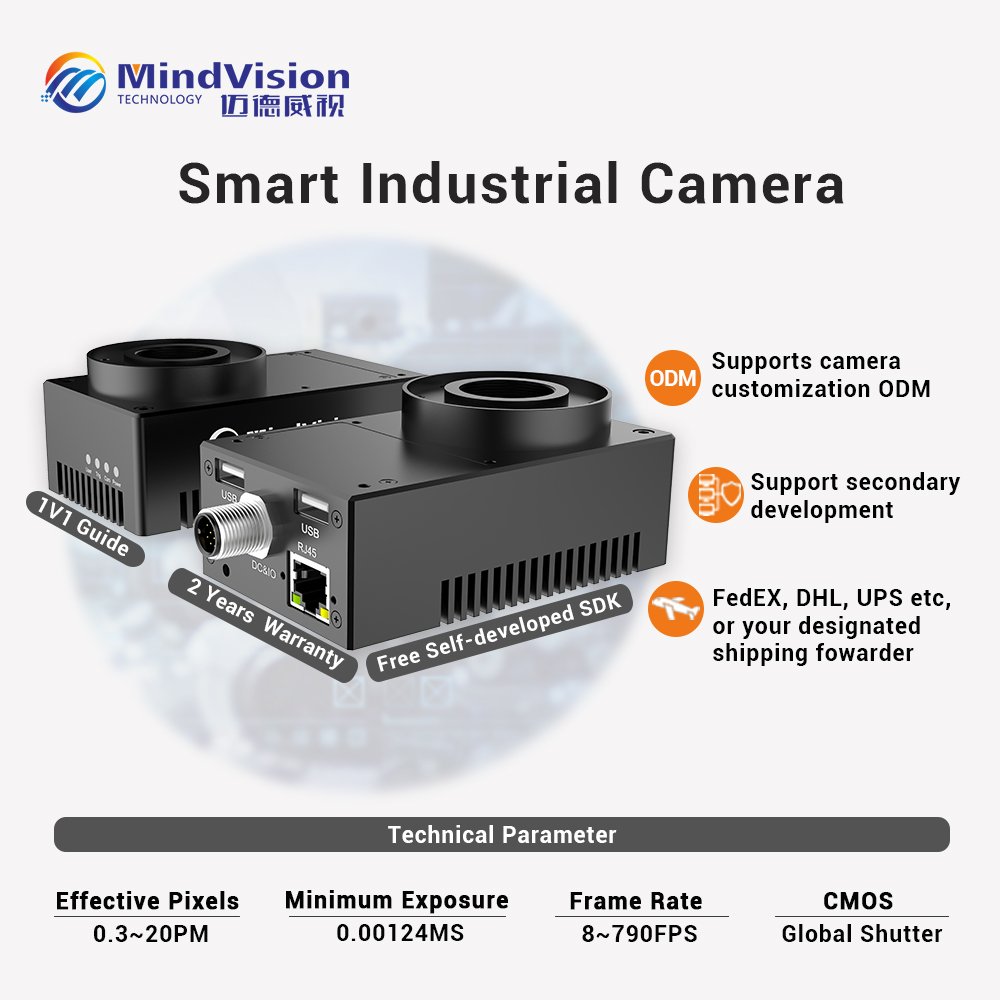 MindVision Color/Mono 2MP High Speed Smart Industrial Camera X86 165FPS 2/3'' CMOS Machine Vision Global Shutter Digital camera