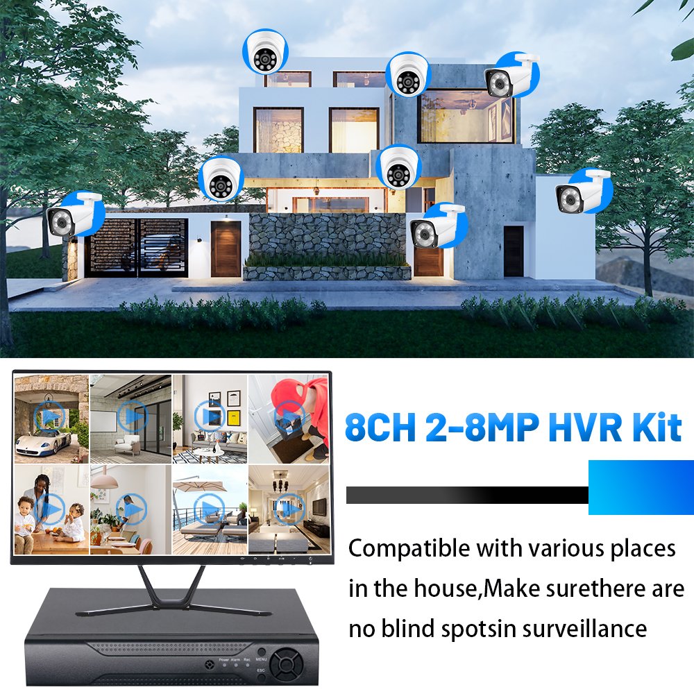 WESECUU 8CH XVR Kit 2MP home security systems video recorder system cameras de seguridad outdoor security camera analog camera