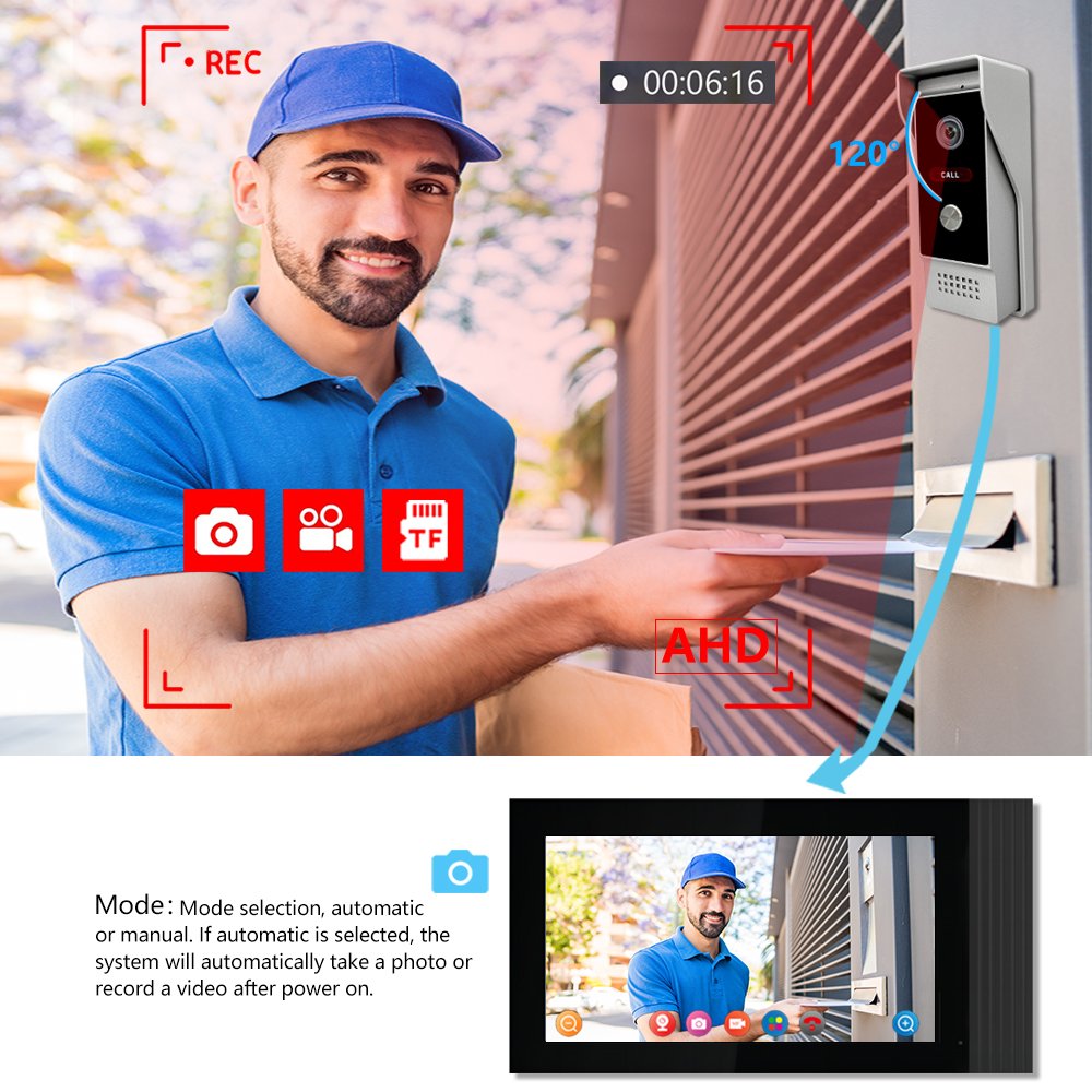 1080p Wide View Angle Wired Doorbell Camera Full Touch Monitor Tuya 7 Inch Video Wifi Intercom Tuya Smart Home Video Doorbell
