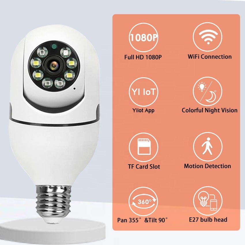 5G WiFi Yiiot Light Bulb Camera 1080P E27 360 Degree Real-time Viewing Motion Detect Alarm Home PTZ IP Camera