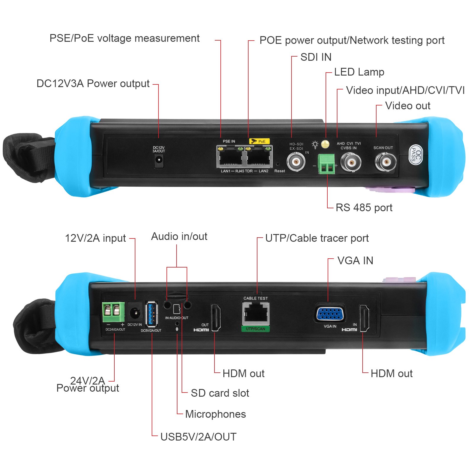 NOYAFA NF-IPC716ADHS PRO 7 inch All in one CVI TVI AHD 8MP EX-SDI HD-SDI 3G-SDI camera tester 4K HD CCTV tester