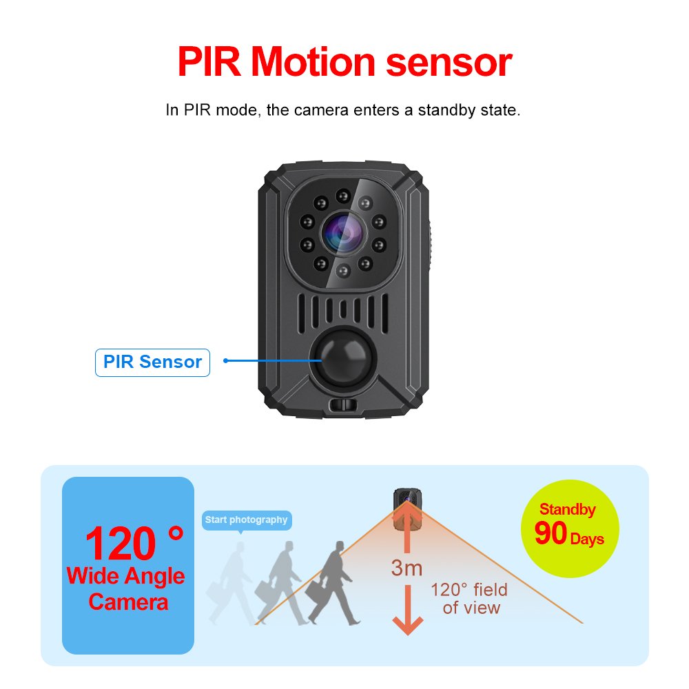 Qiugu Ynmee MD31 Body Camera Mini PIR Camera Motion Detection 1080P Working 11Hours Standby For 30 days Cycling Mini Body Camera