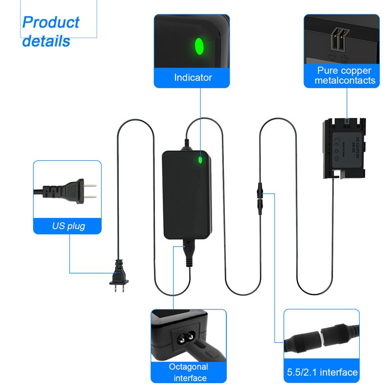 Fake Battery ACK-E6 LP-E6 For Canon Camera External Power Adapter