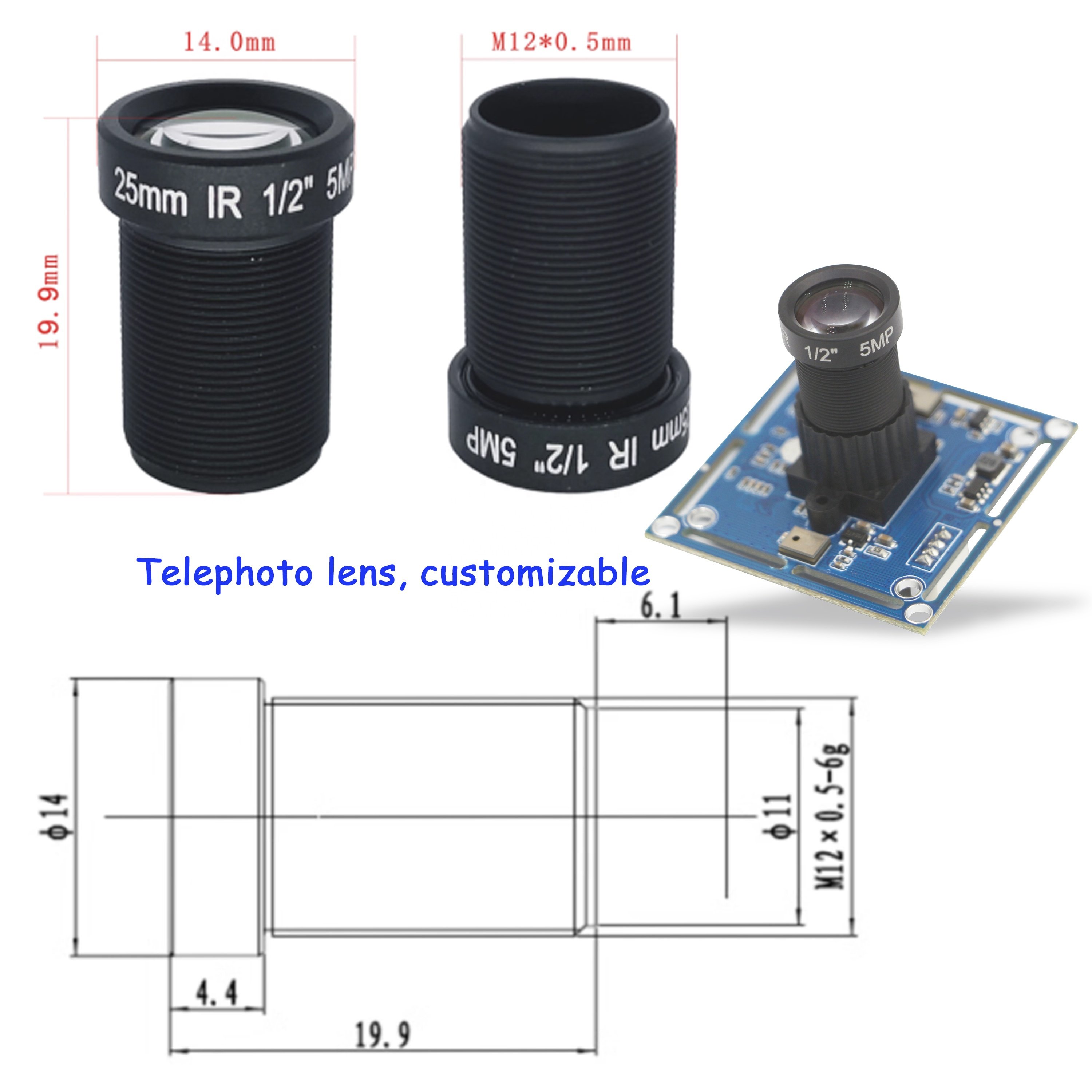 Custom IMX323 WDR HD 1080P AHD Camera Module Oem 2megapixel CMos Image Sensor FF M12 Telephoto Lens Mini USB ATM Module Camera