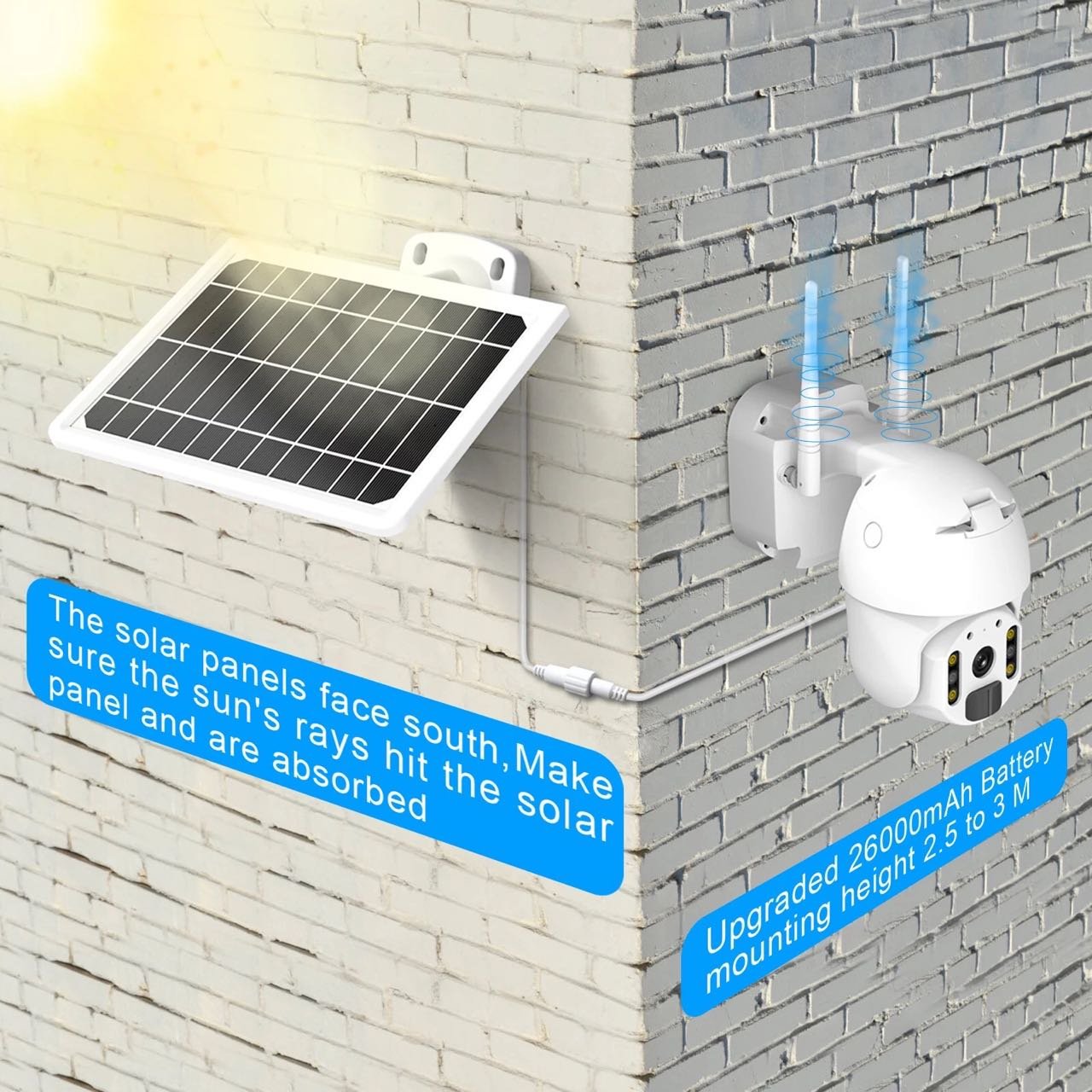 UBOX Colorful Night Vision 3MP Solar Powered CCTV Wireless Camera Outdoor IP66 Waterproof Solar WiFi IP PTZ Camera