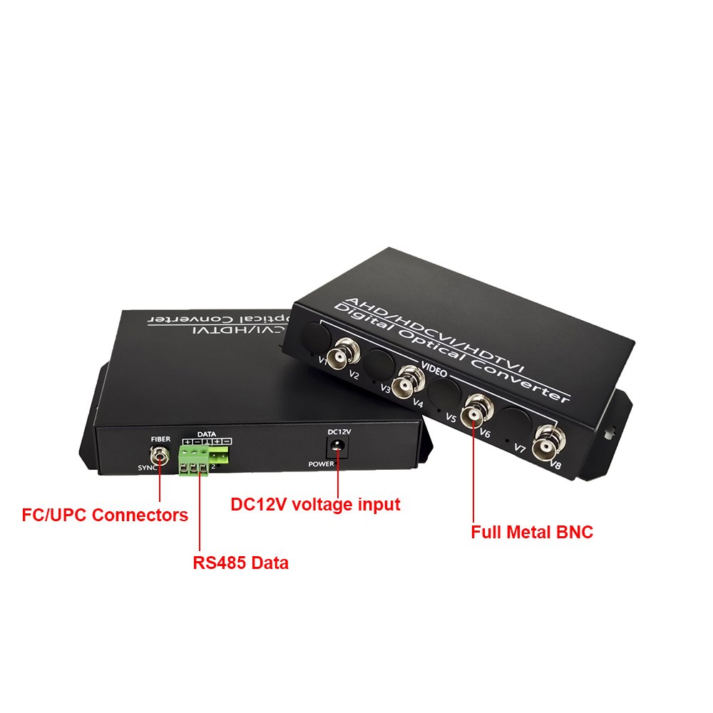 5MP HDCVI TVI AHD 4 channel analog video fiber optic transceivers with RS485 kit for Dahua TVI AHD 5MP/4MP/2MP Cameras 12V