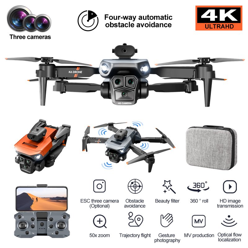Led Light High Quality Video Rugged Personal Cheap Mini K6 Max Drone 4K Camera Free Shipping